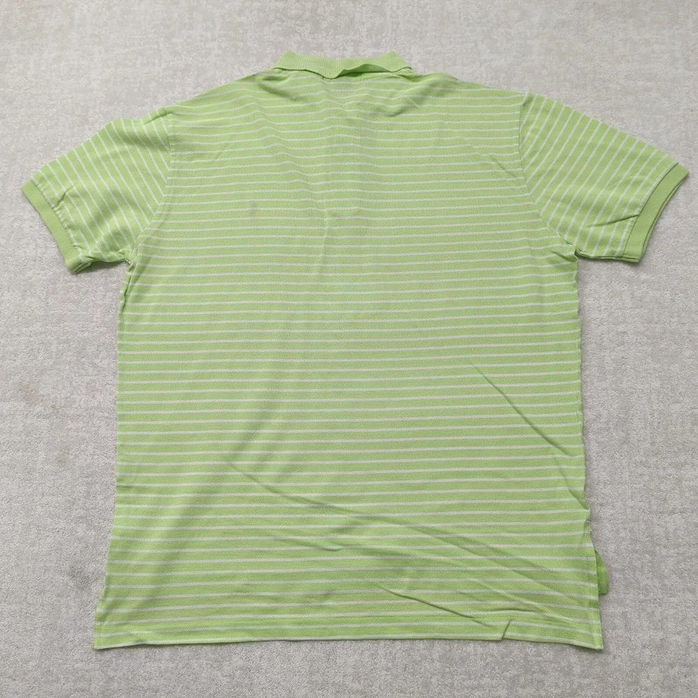 Polo Ralph Lauren Polo Shirt‎ Mens L Lime Green White Striped Pima Cotton Pony